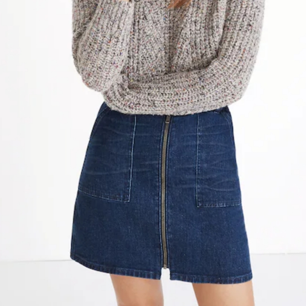 New Madewell Dark Denim Utility Zip Mini Skirt 32